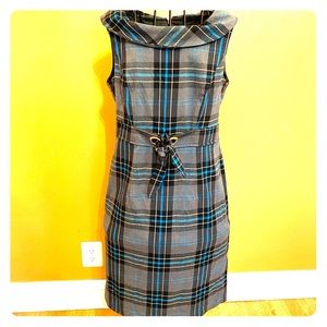 Plaid Waist Tie Sheath Dress